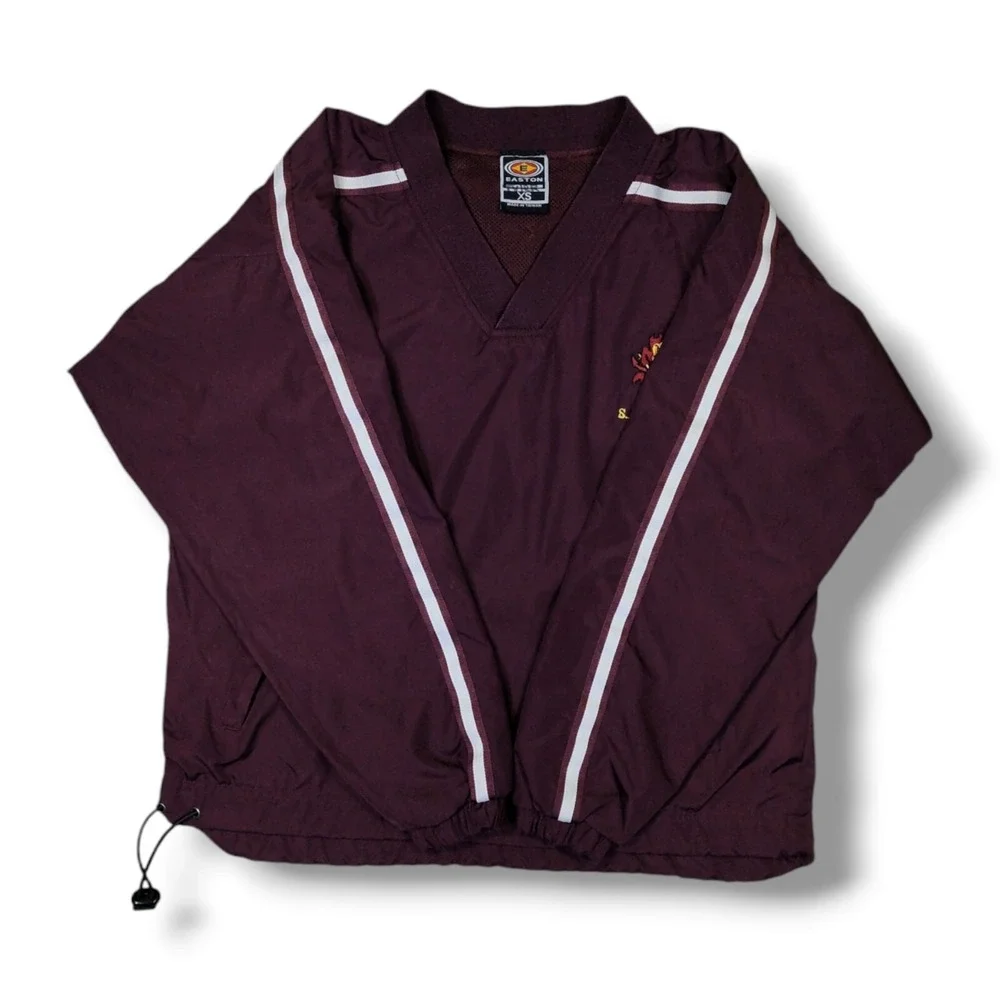 VTG Easton‎ S.A. Devils Pullover Vented Mesh Lined Maroon Windbreaker Size XS